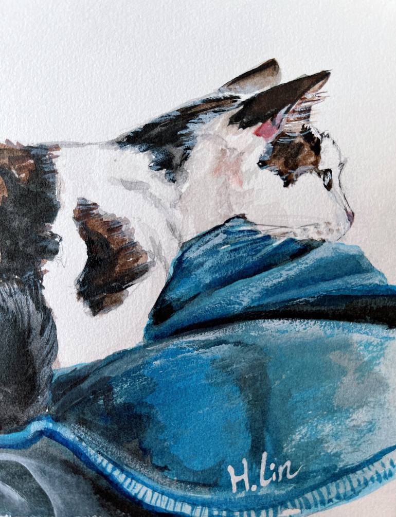 Original Contemporary Cats Painting by Hsin Lin