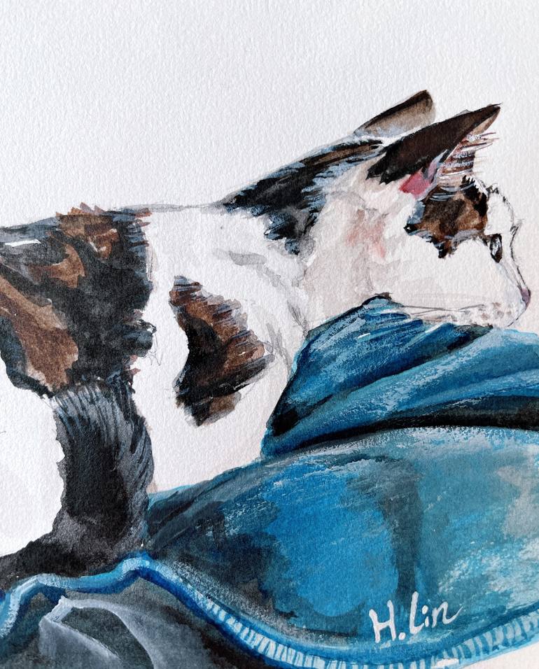 Original Contemporary Cats Painting by Hsin Lin