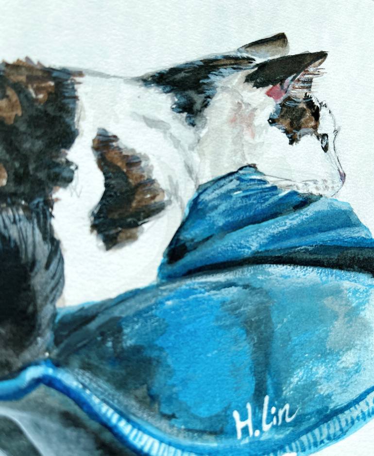 Original Contemporary Cats Painting by Hsin Lin