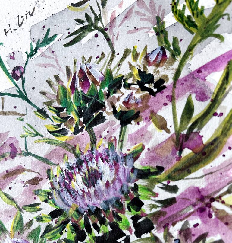 Original Abstract Botanic Painting by Hsin Lin