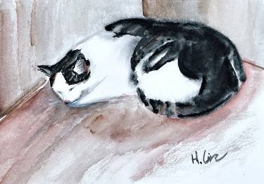 Print of Fine Art Cats Paintings by HSIN LIN