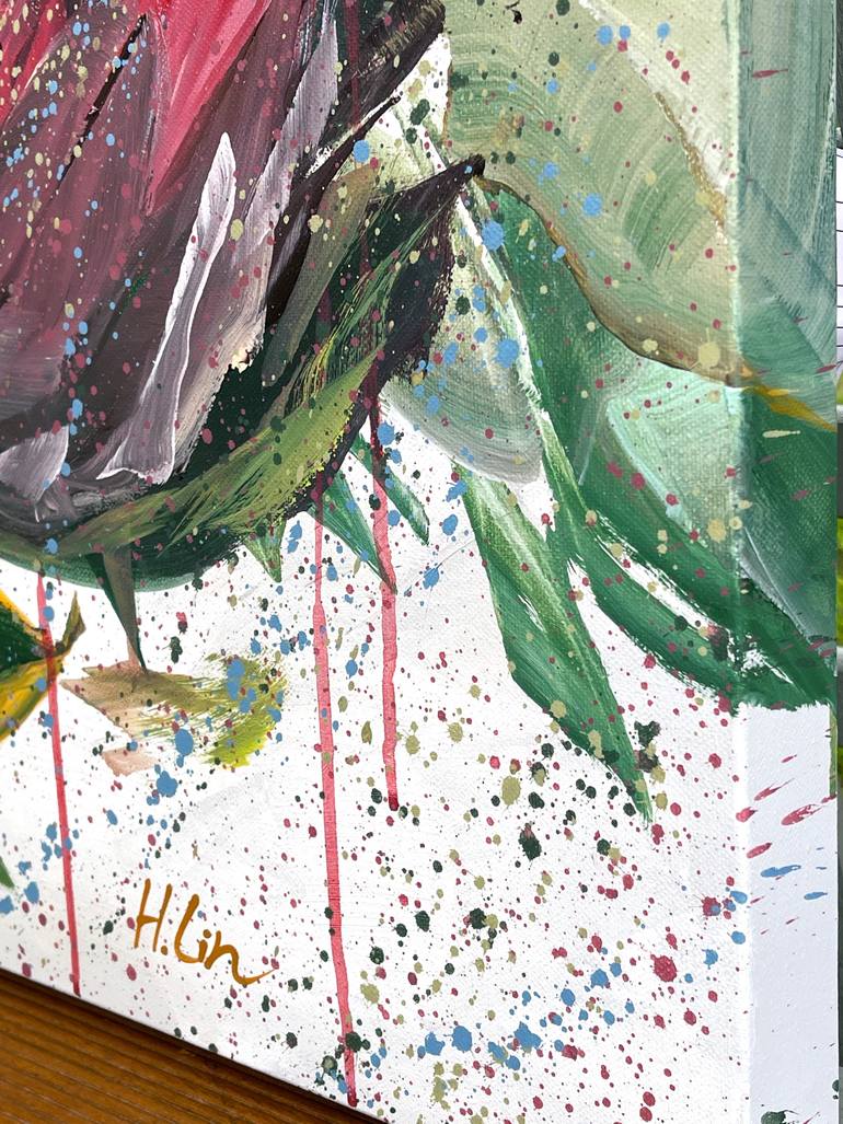 Original Abstract Expressionism Still Life Painting by Hsin Lin