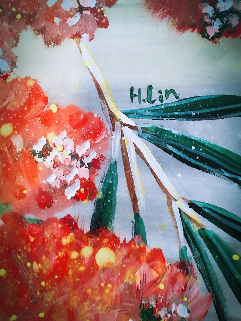 Original Abstract Botanic Painting by Hsin Lin