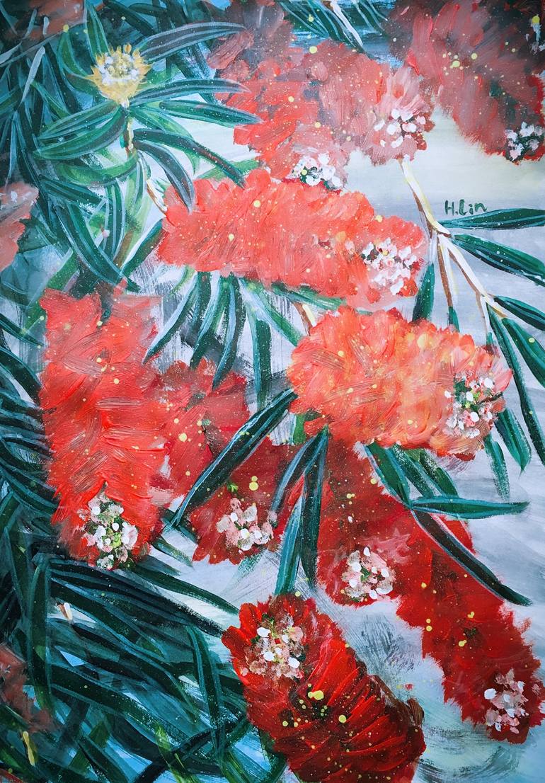 Original Abstract Botanic Painting by Hsin Lin