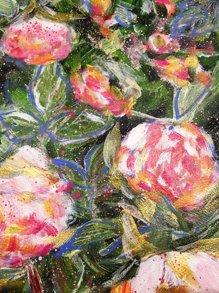 Original Abstract Floral Painting by Hsin Lin