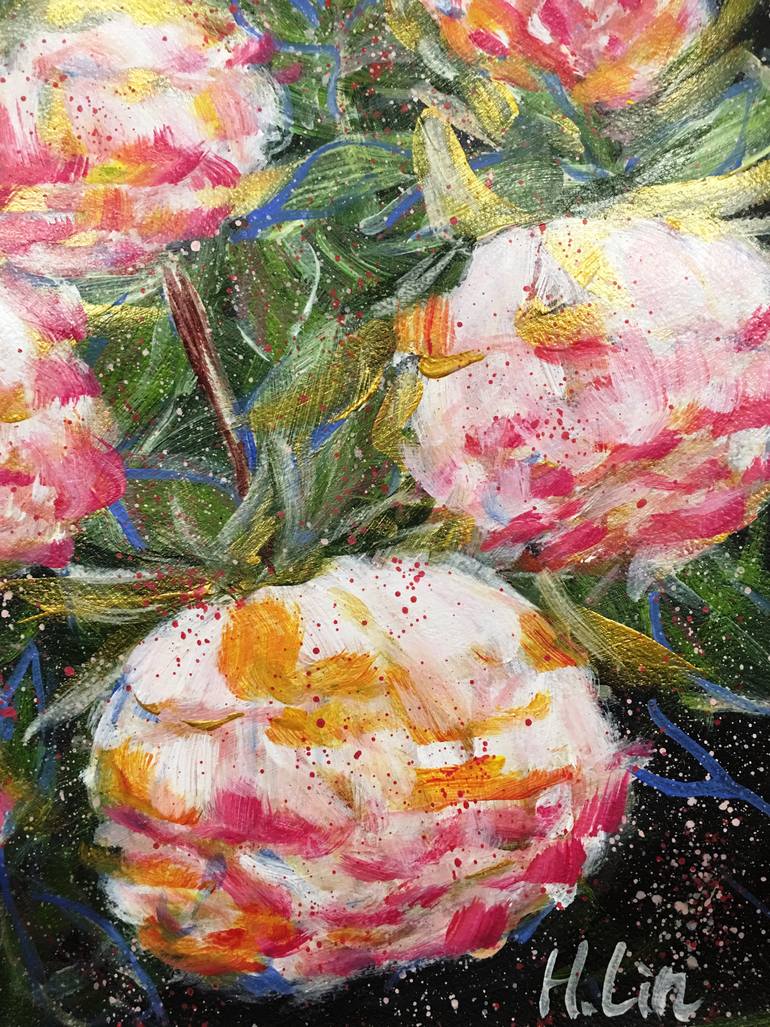 Original Abstract Floral Painting by Hsin Lin