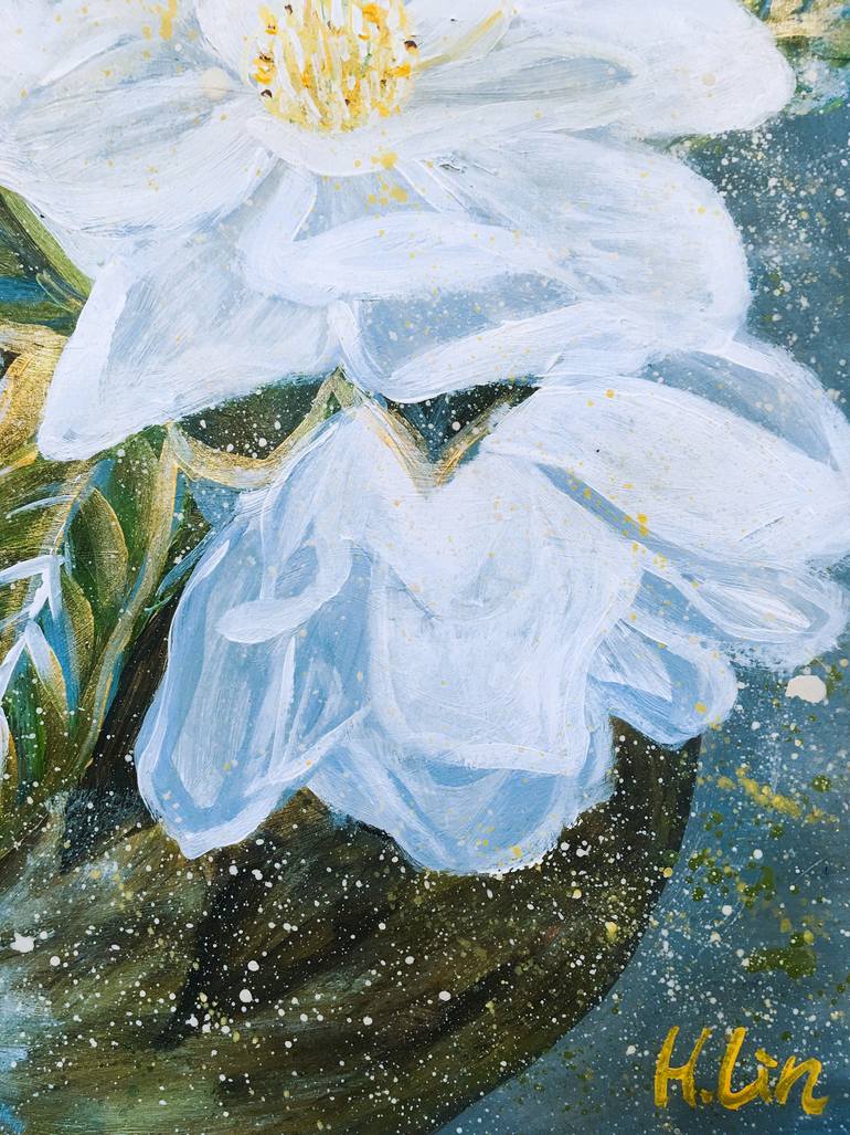 Original Abstract Floral Painting by Hsin Lin