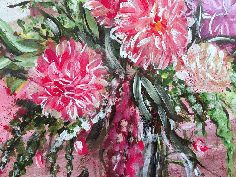 Original Abstract Floral Painting by Hsin Lin