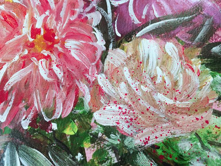 Original Abstract Floral Painting by Hsin Lin