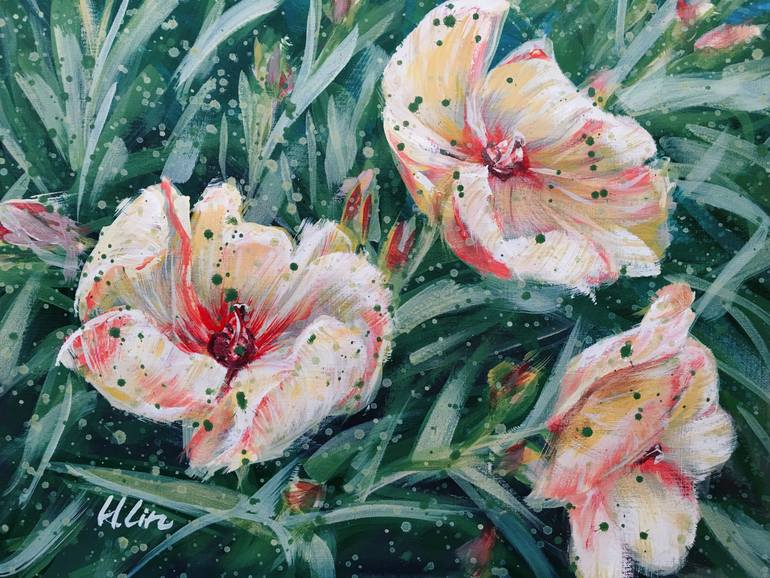 Original Abstract Floral Painting by Hsin Lin