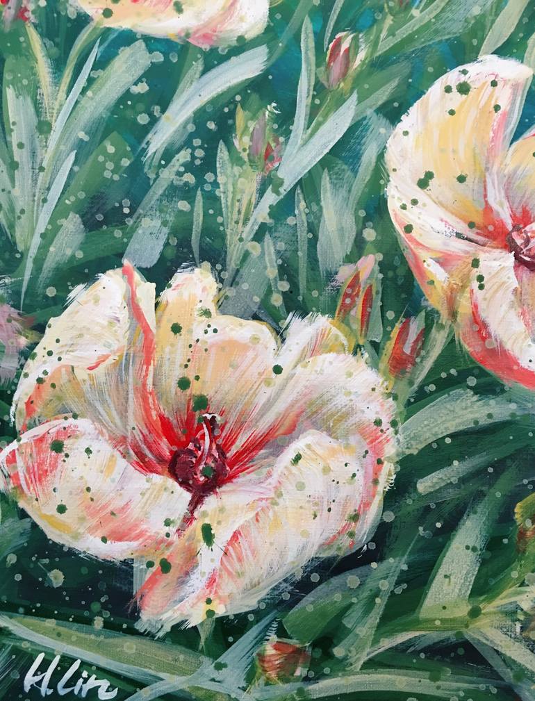Original Abstract Floral Painting by Hsin Lin