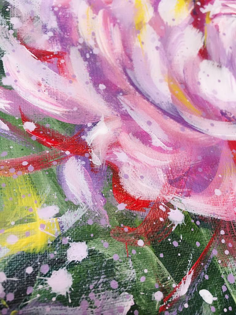 Original Abstract Floral Painting by Hsin Lin