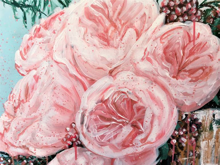 Original Abstract Expressionism Floral Painting by Hsin Lin