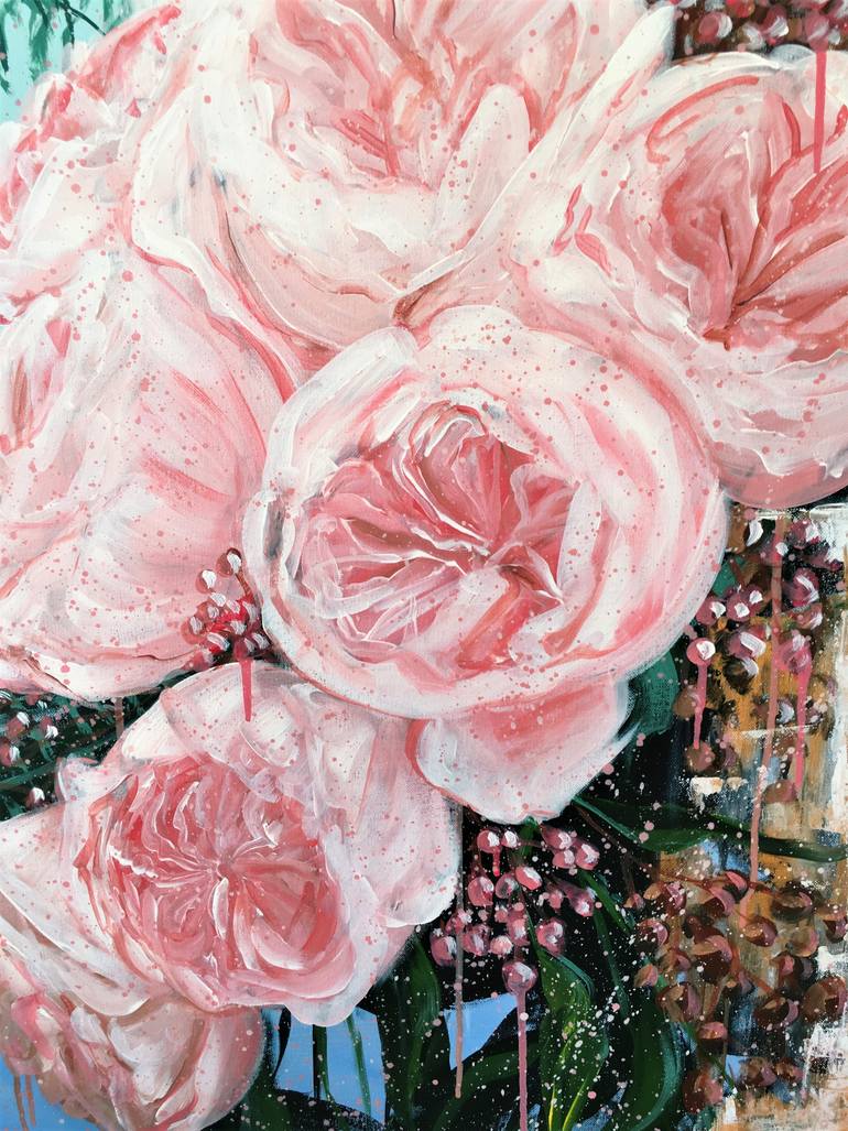 Original Abstract Expressionism Floral Painting by Hsin Lin