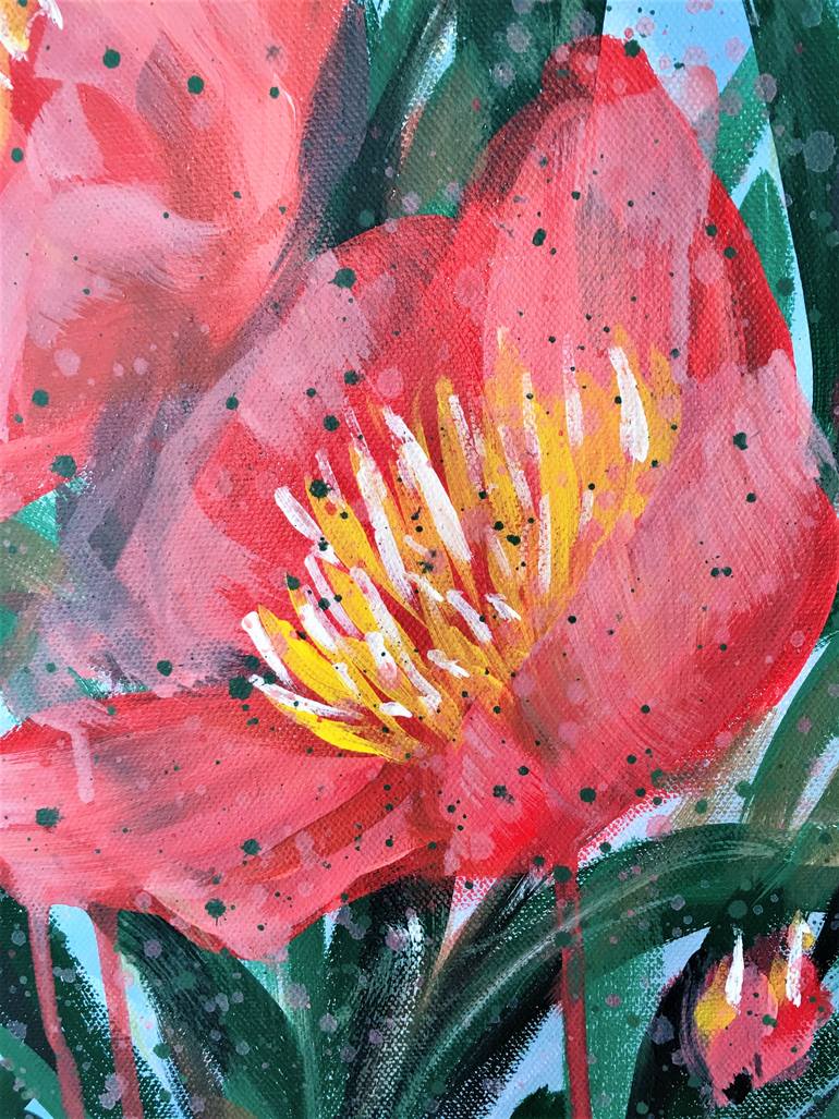 Original Abstract Floral Painting by Hsin Lin
