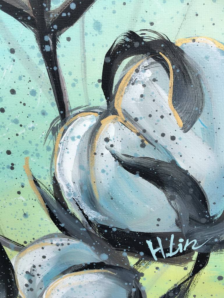 Original Abstract Floral Painting by Hsin Lin