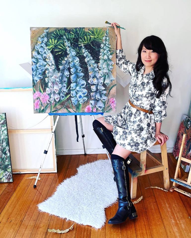 Original Abstract Floral Painting by Hsin Lin