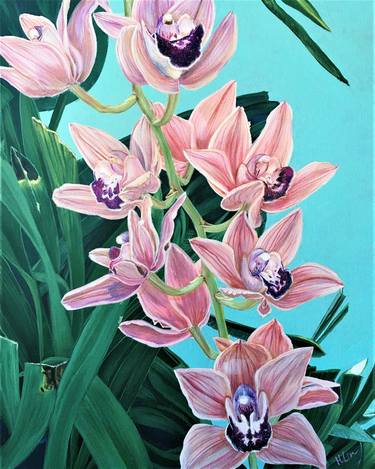 Forever Together - Cymbidium Orchids - Ready To Hang By HSIN LIN thumb