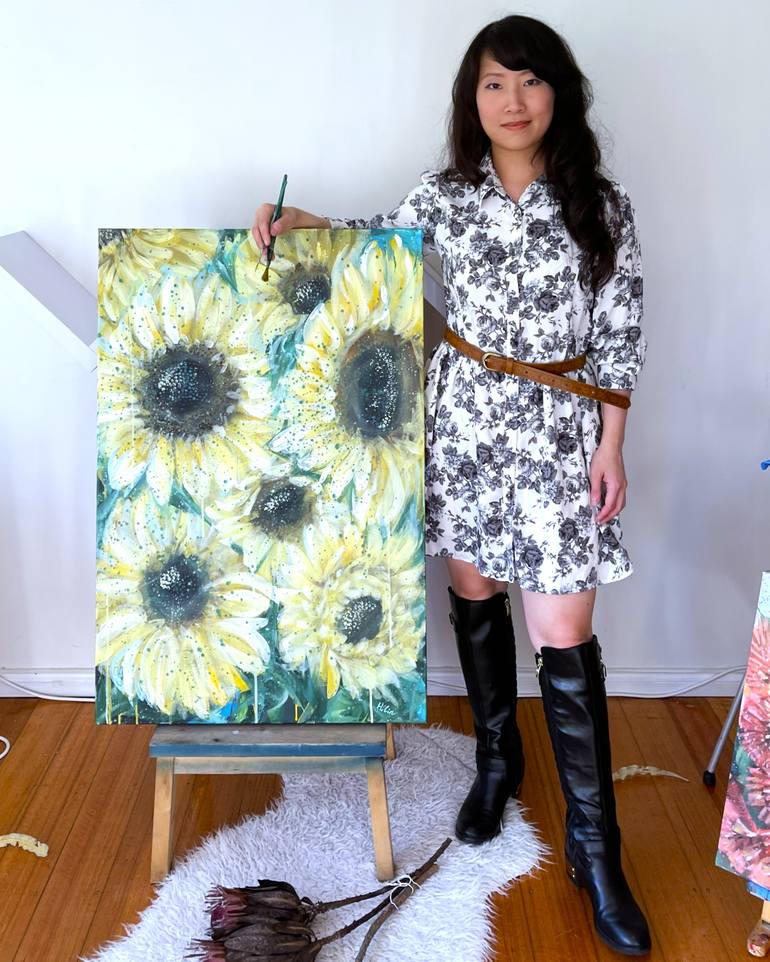 Original Abstract Floral Painting by Hsin Lin