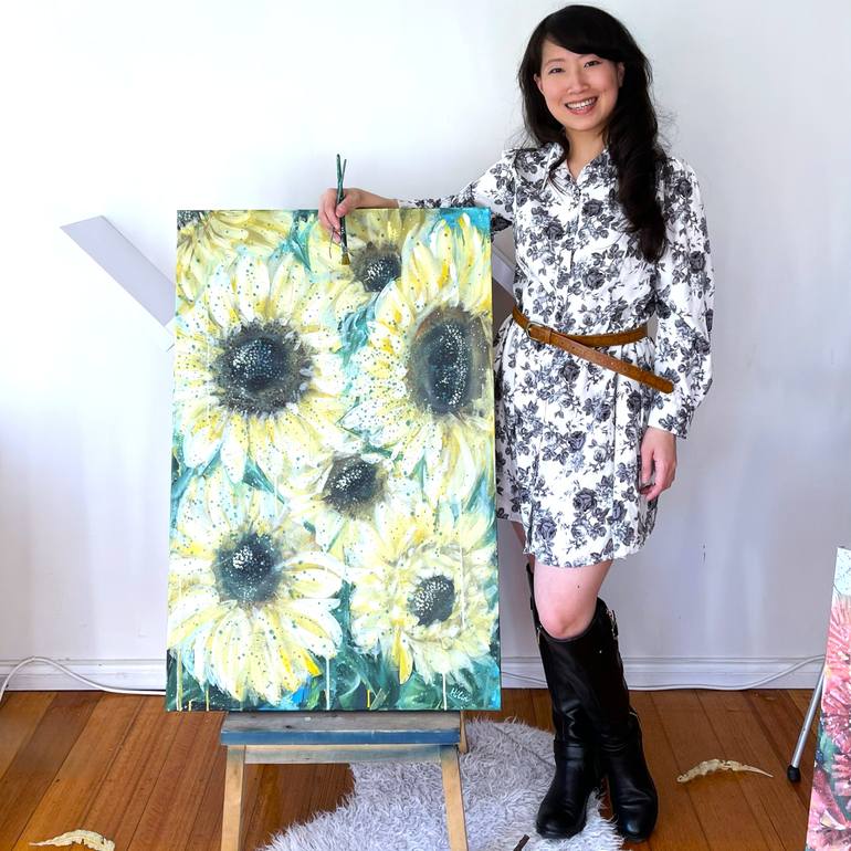 Original Abstract Floral Painting by Hsin Lin