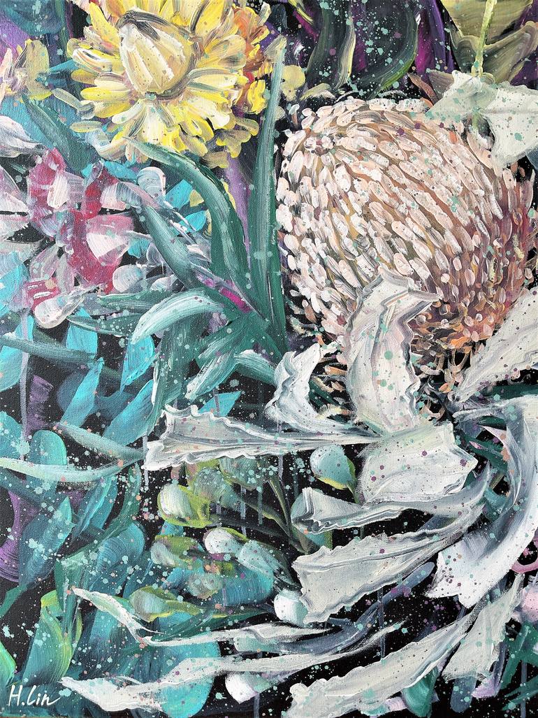 Original Abstract Expressionism Botanic Painting by Hsin Lin