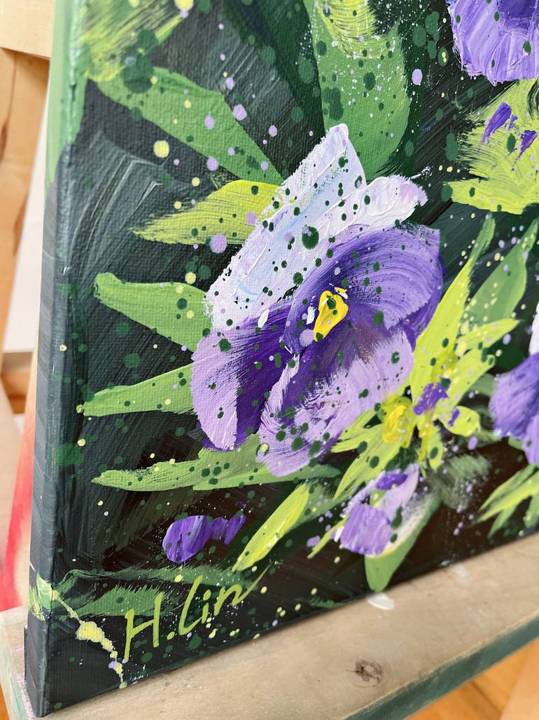 Original Abstract Floral Painting by Hsin Lin
