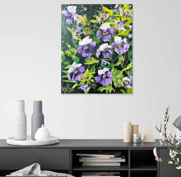 Original Abstract Floral Painting by Hsin Lin