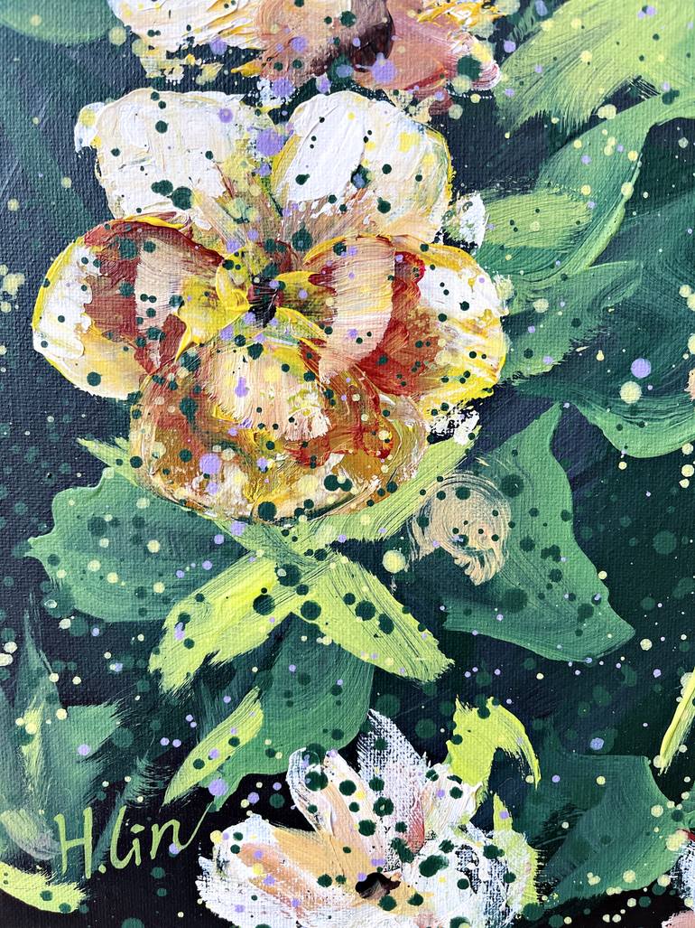 Original Abstract Floral Painting by Hsin Lin