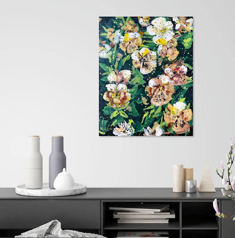 Original Abstract Floral Painting by Hsin Lin