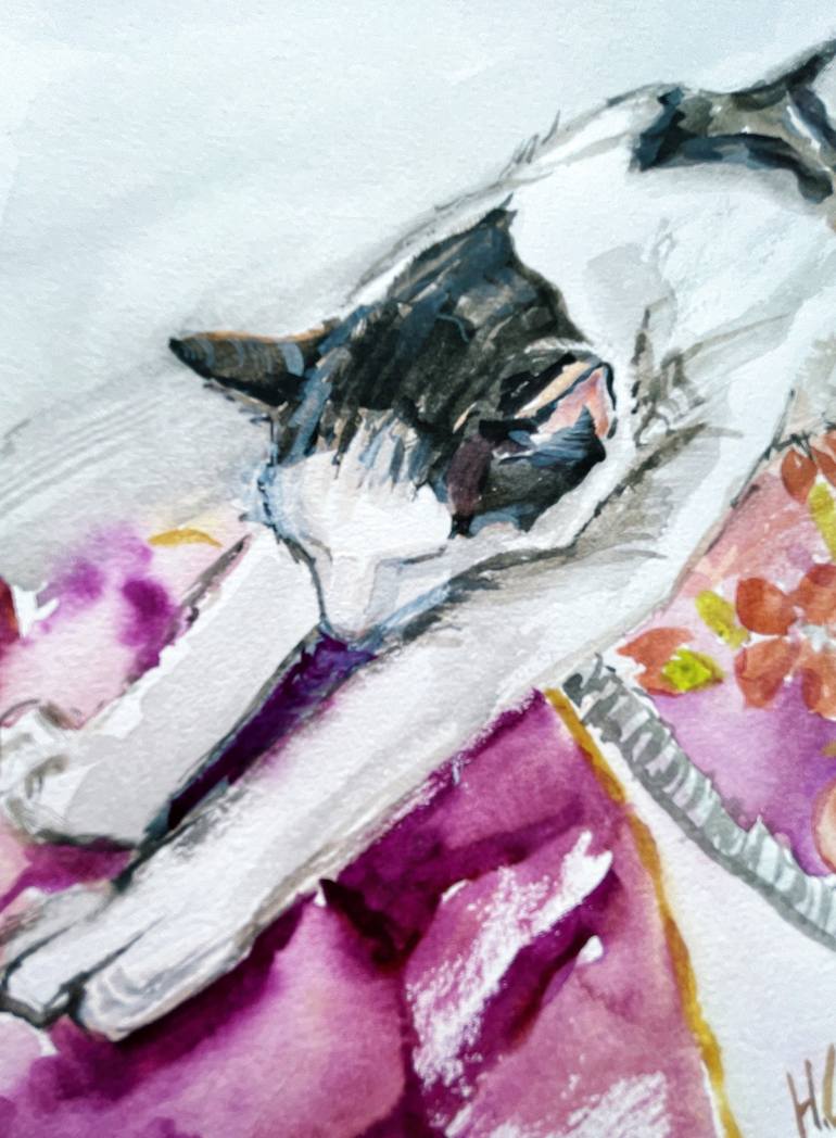 Original Abstract Expressionism Cats Painting by HSIN LIN