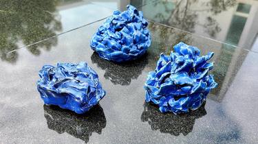 Abstractions: Blue High Fire Stoneware Sculptures thumb