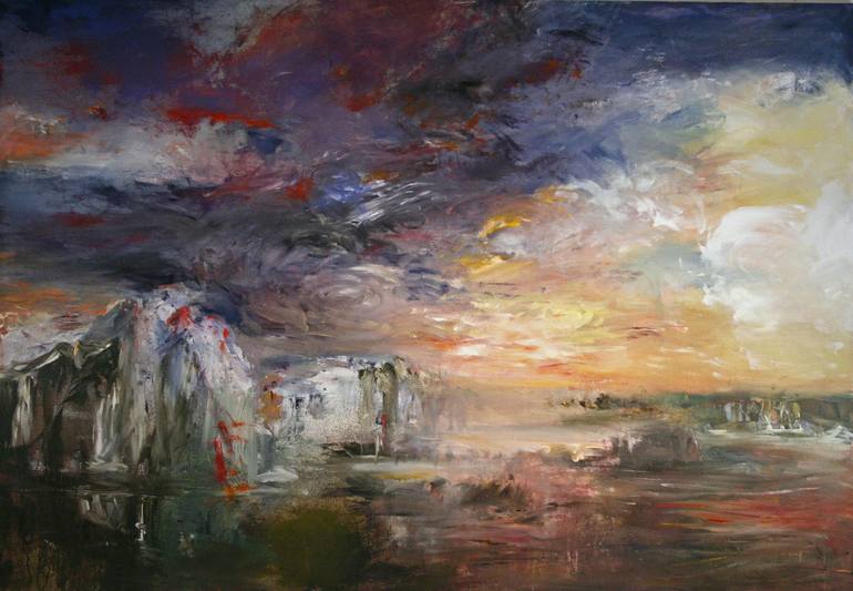 Original Abstract Expressionism Landscape Paintings by Ernestine Tahedl
