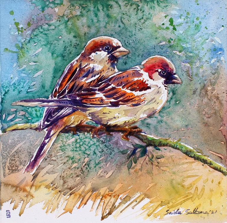 The Sparrow Painting By Saida Sultana Saatchi Art