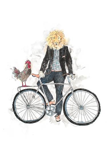 Thelma and Louis: Anthropomorphic Animal Couple Portrait with Bike thumb