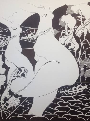 Original Abstract Expressionism Classical mythology Drawings by Mary Raymond Black