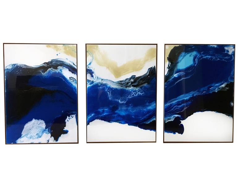 smoking waves three pieces as one set Painting by David Shi | Saatchi Art