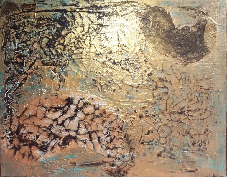 gold cracks Painting by sacha van keep | Saatchi Art