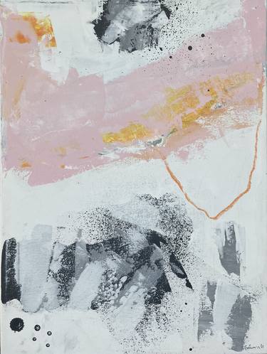 ORIGINAL Art Abstract Painting Pink White Modern Pastel Wall Art