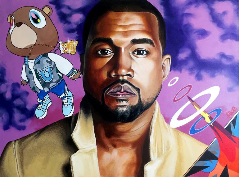 Kanye West Graduation Portrait Painting by Junko Abe