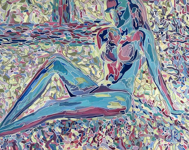 Original Expressionism Nude Painting by Yulia Lazorenko