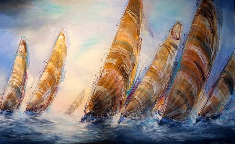 Print of Contemporary Sailboat Painting by micaela nunez lacruz