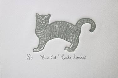 Original Cats Printmaking by Linda Landers