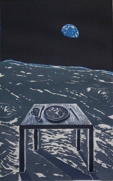 Original Figurative Outer Space Printmaking by Linda Landers