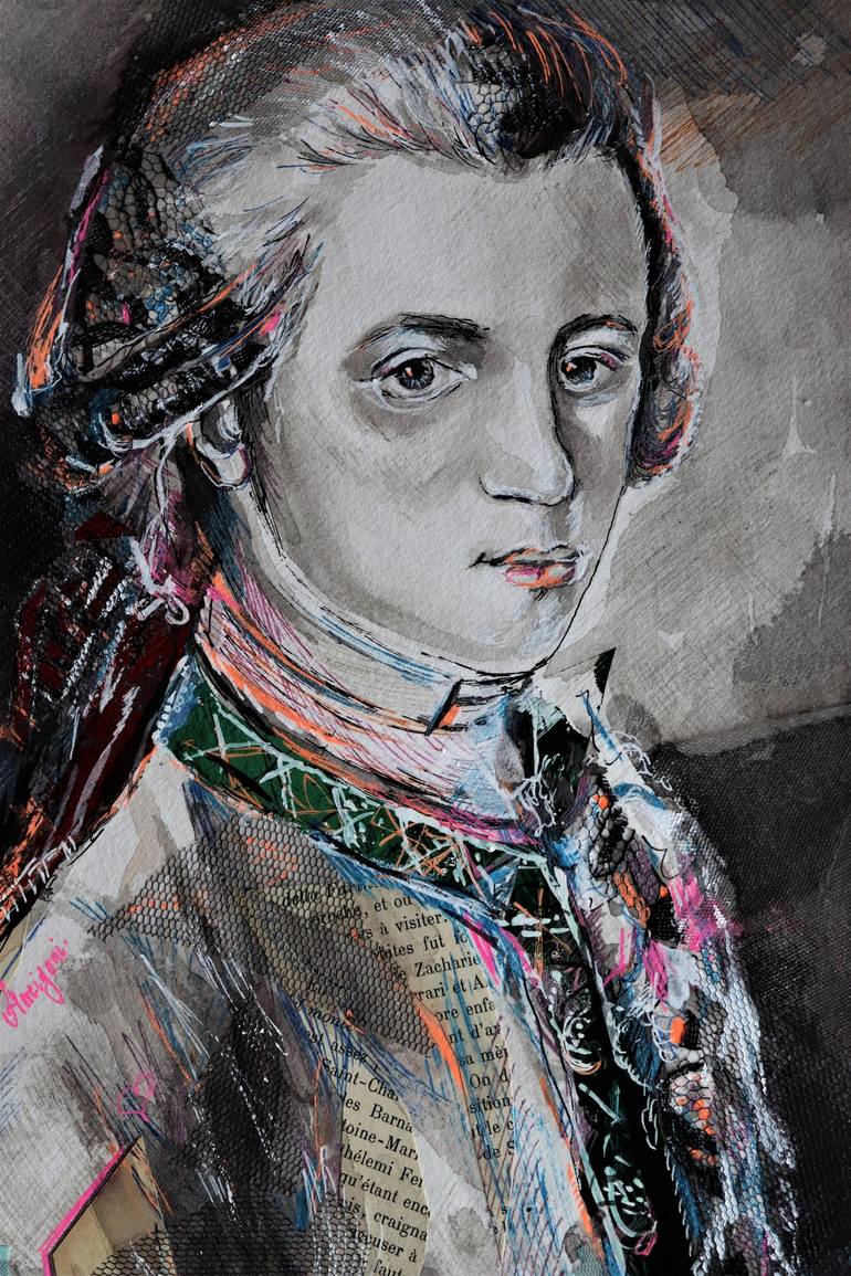 Wolfgang Amadeus Mozart Painting By Antigoni Tziora Saatchi Art