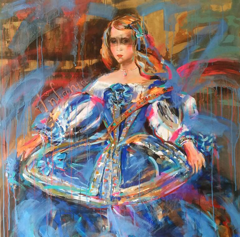 Infanta Margarita Teresa in a Blue Dress Painting by Antigoni Tziora ...