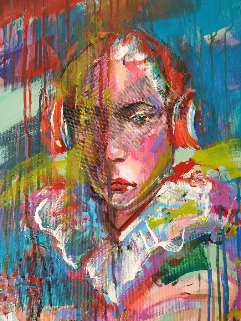 Original Abstract Expressionism Portrait Painting by Antigoni Tziora