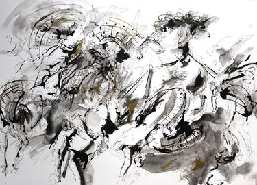 Original Abstract Classical Mythology Drawings by Antigoni Tziora