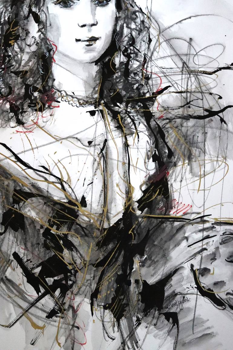 Original Expressionism Women Drawing by Antigoni Tziora