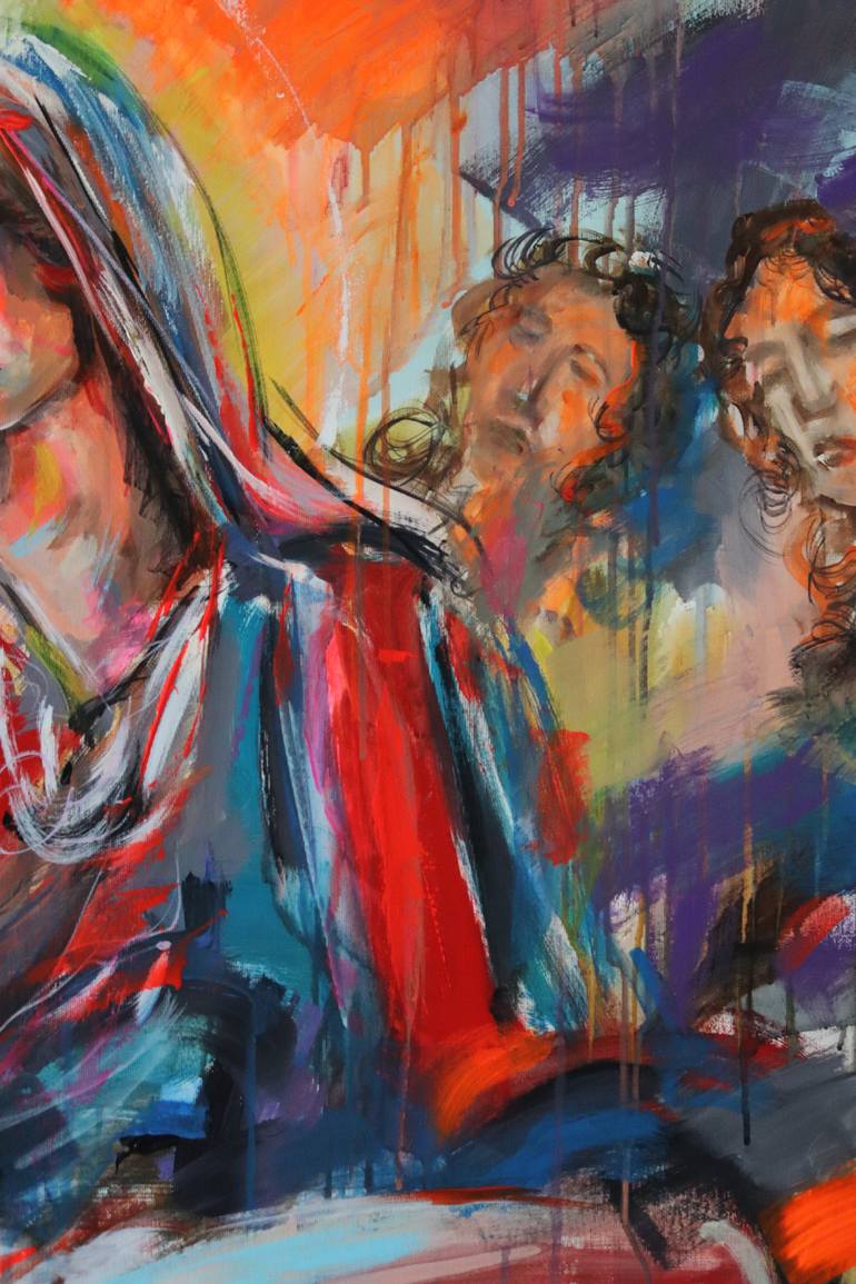 Original Expressionism Religion Painting by Antigoni Tziora