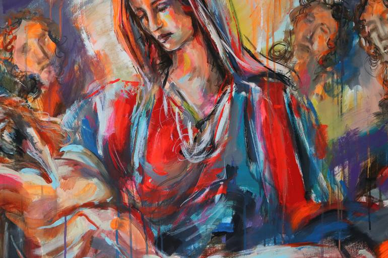 Original Expressionism Religion Painting by Antigoni Tziora